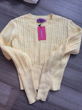 Yellow Cable-Knit Women's Sweater